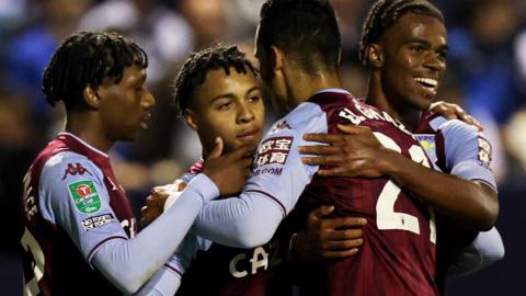 Aston Villa celebrate.