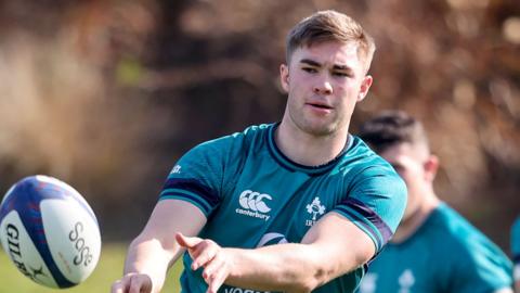 Jack Crowley pictured during an Ireland training session in Portugal