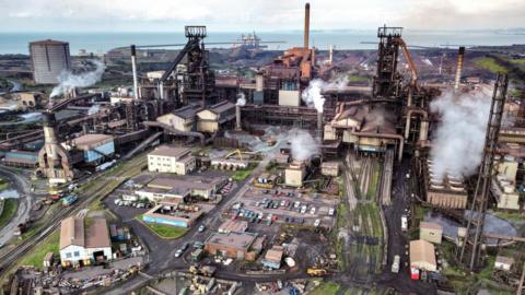 An aerial shot of Tata Steel in Port Talbot, South Wales. 