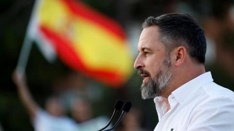 Spanish VOX far-right-wing political party's candidate for PM Santiago Abascal