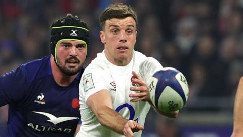 England fly-half George Ford passes the ball