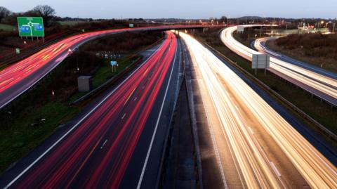 Road traffic light trails, A34 northbound Chieveley.