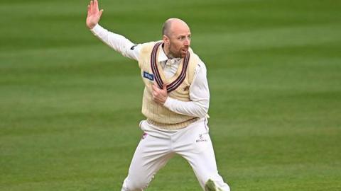 Jack Leach bowls