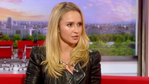 Hayden speaking on BBC Breakfast, looking to her right