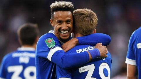 Callum Robinson and Isaak Davies celebrate