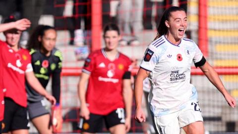 Aston Villa's Miri Taylor celebrates scoring their first goal