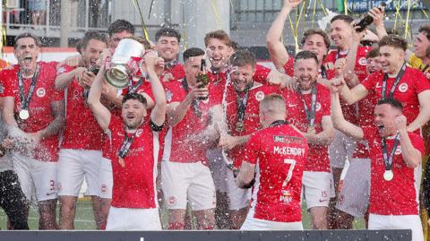 Larne celebrating 