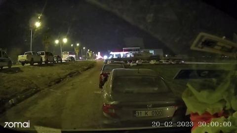 A still of dashcam footage