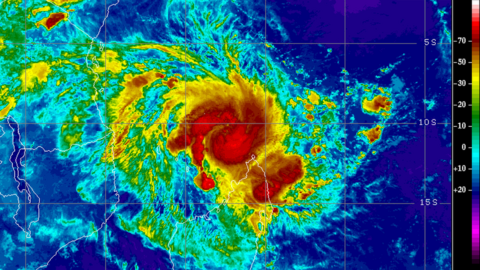 Satellite imagery of the cyclone path