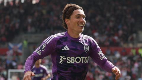 Harry Wilson celebrates scoring for Fulham last season 