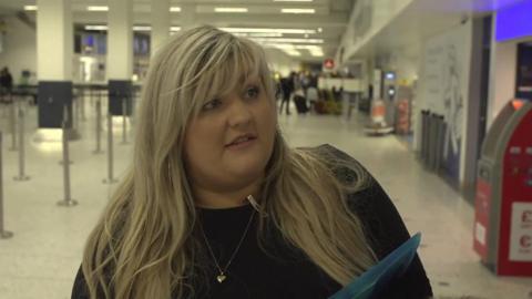 A Thomas Cook customer reacts to her cancelled holiday