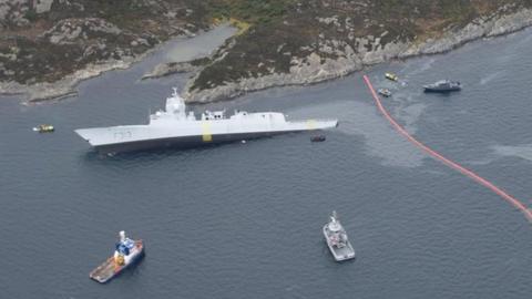 The Norwegian frigate KNM Helge Ingstad and the tanker Sola TS collided in the Hjeltefjorden, north of the Sture terminal in Øygarden municipal in Hordaland.