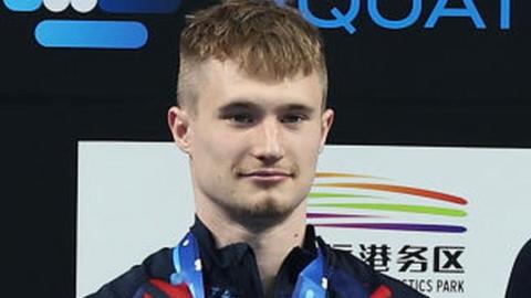 Jack Laugher on the podium in China