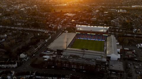 A view of the sunrise behind Selhurst Park, London