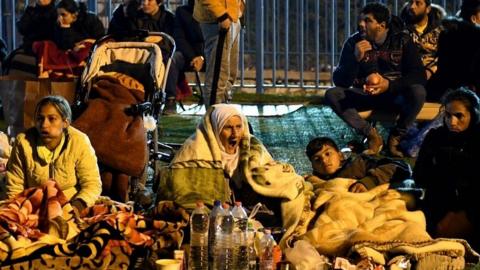 A temporary shelter in the Albanian town of Durres for those affected by the earthquake, 26 November 2019