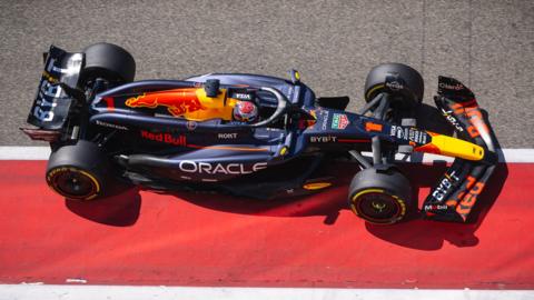 Max Verstappen pilots his Red Bull in testing in Bahrain
