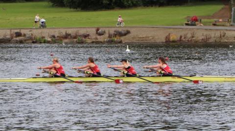 The Welsh rowers in action