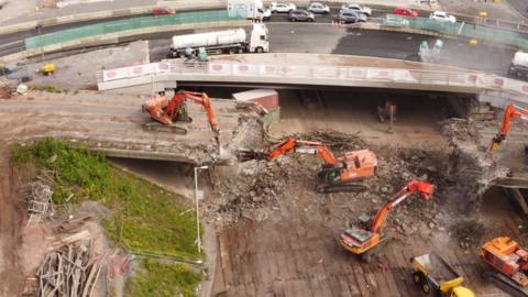 Heavy machinery at junction 10 M6