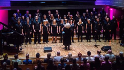 Sing Out Bristol performing on stage