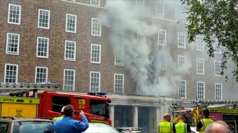 A fire broke out at the County Hall in Nottingham