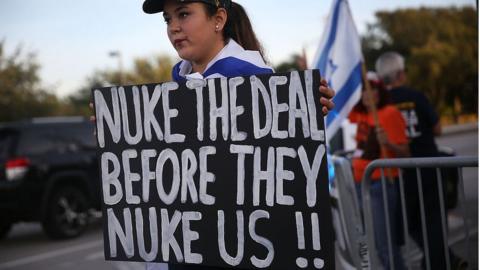 Protesters against the Iran nuclear deal
