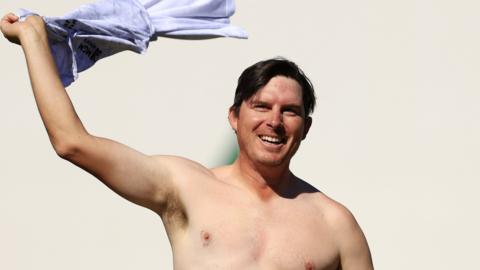 PGA Tour professional Joel Dahmen removed his shirt on the 16th at TPC Scottsdale on Sunday