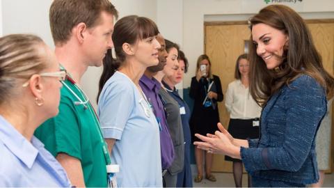 Duchess of Cambridge meets staff at King's College Hospital, London