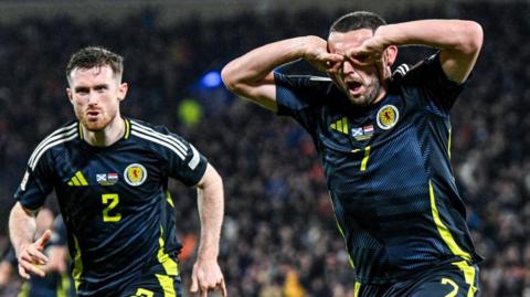 Scotland's John McGinn celebrates his winning goal against Croatia