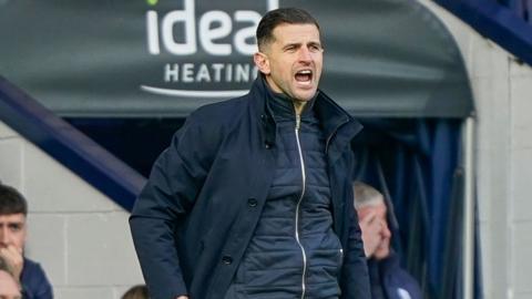 Portsmouth manager John Mousinho during the 5-1 defeat at West Brom