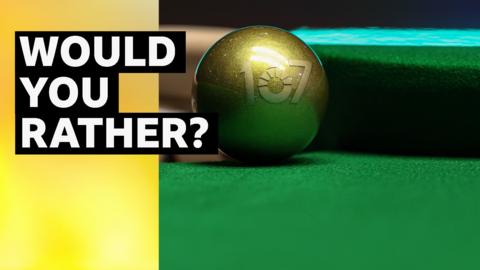  Golden ball on a snooker table