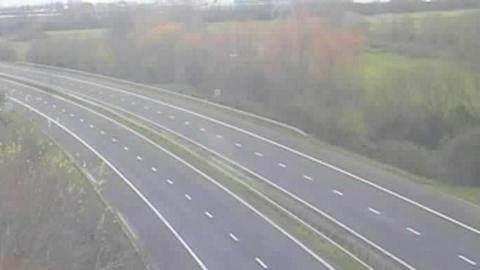 Both M49 northbound and southbound carriageways are empty after the crash which happened on Thursday