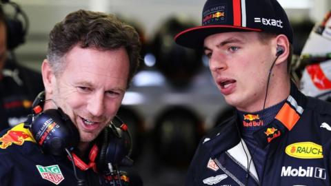 Christian Horner and Max Verstappen