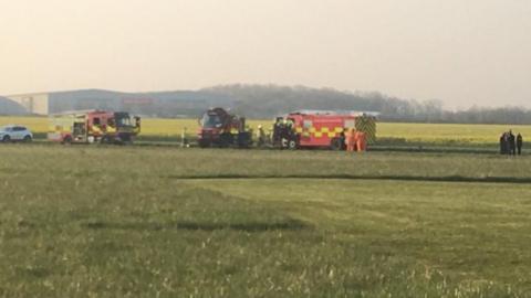 Emergency services vehicles at Beccles Airfield