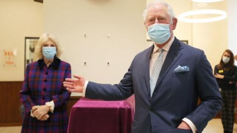 The Prince of Wales and Duchess of Cornwall during a visit to the Queen Elizabeth Hospital