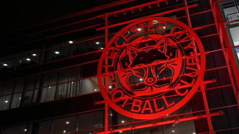 General view of of the Leicester City crest on the King Power Stadium