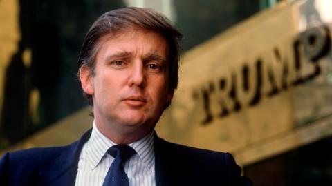 Trump outside Trump Tower on Fifth Avenue in 1987