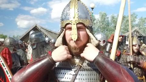 A man dressed as a viking