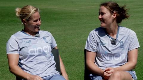 Katherine Sciver-Brunt and Nat Sciver-Brunt during a tv Sport interview