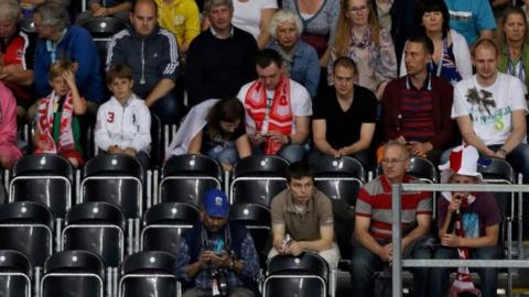 Spectators at an Olympic event at the London 2012 Games