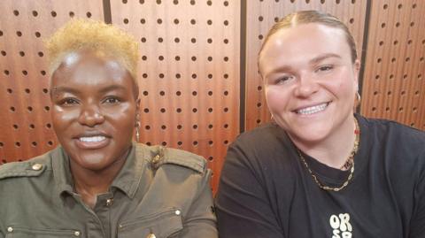 Nicola Adams (left) and Sarah Bern (right), both smiling at the camera