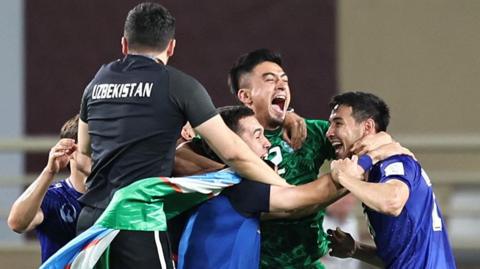 Uzbekistan celebrate qualifying for the 2026 World Cup