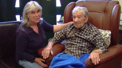 Francisco Marcolino, 101 (right), with his new wife and former maid Rita Monteiro, 52