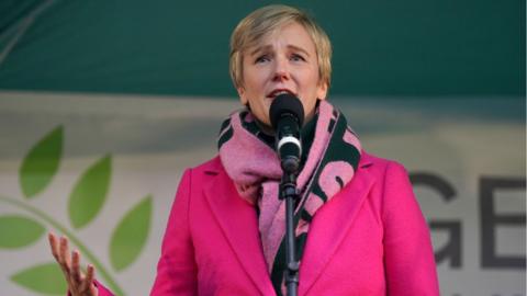 Stella Creasy at a anti-hate vigil opposite Downing Street in London