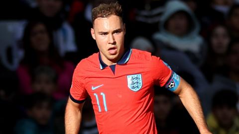 Harvey Vale in action for England Under-20