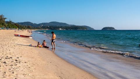 Russian family on Phuket beach