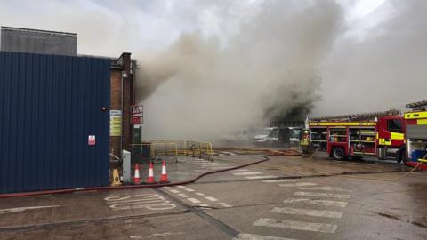 A fire at the Kingsway waste depot in Luton