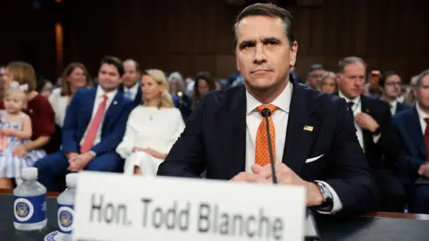 Acting U.S. Attorney General Todd Blanche looks on, on the day he is to testify before a Senate Judiciary Committee 