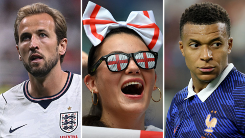 Harry Kane, England fan, Kylian Mbappe