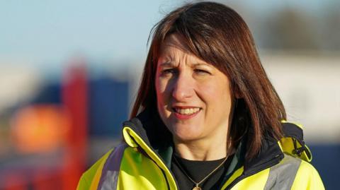 Chancellor Rachel Reeves wearing a hi-viz jacket