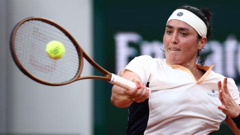Ons Jabeur in action at the French Open